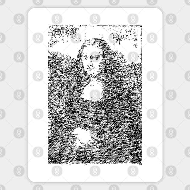 Mona Lisa - Abstract Line Sketch Magnet by HappyGiftArt